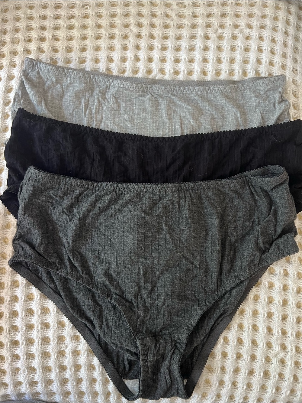 Women’s High-Rise Cotton Blend Briefs - Black, Charcoal, Light Gray (3-Pack)